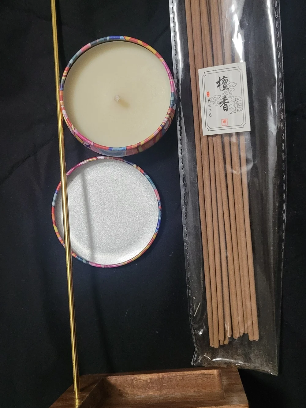 Aromatherapy Candle Tin with Incense Stick Set - Multicolor